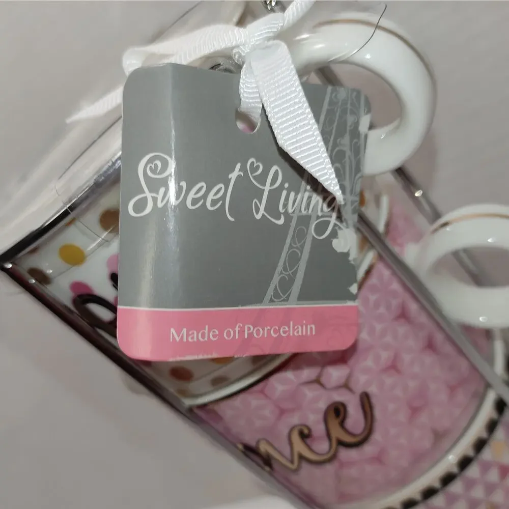 Sweet Living Joy Peace Hope Love Porcelain Stackable Mug Set